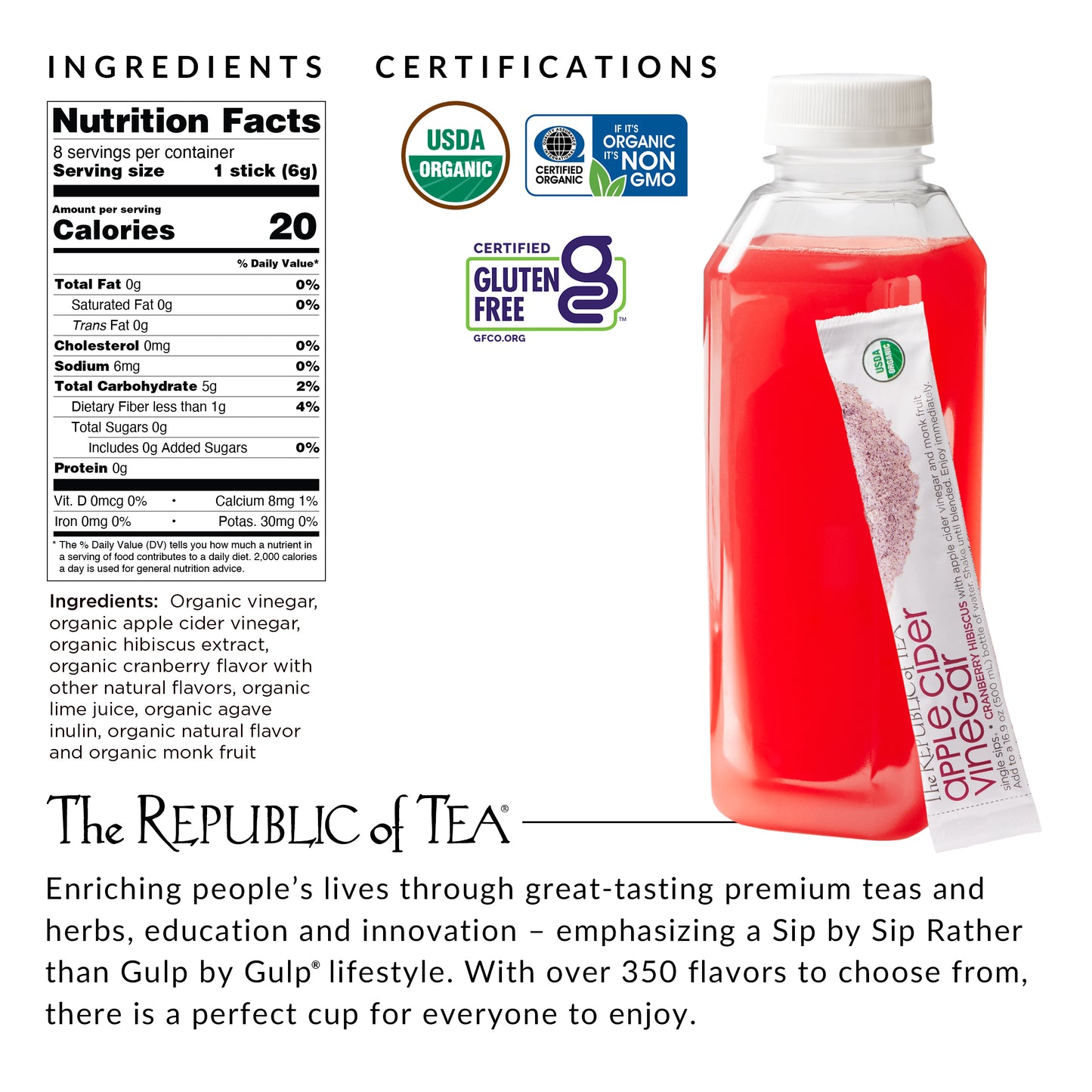 Organic Apple Cider Vinegar Cranberry Hibiscus Single Sips®