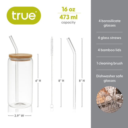 Glass and Bamboo To-Go Tumbler (4 Pack)