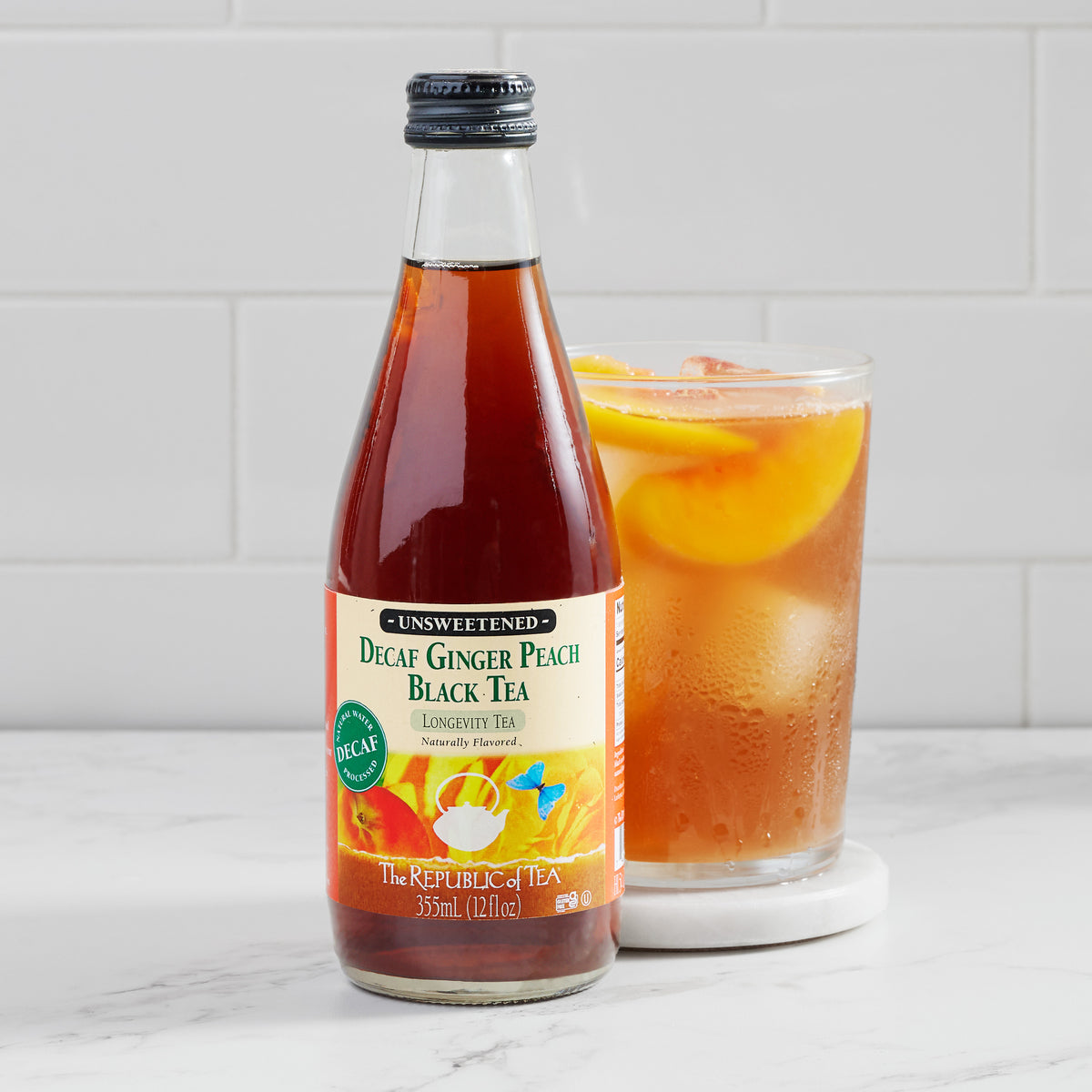 Decaf Ginger Peach Black Iced Tea - 12 oz