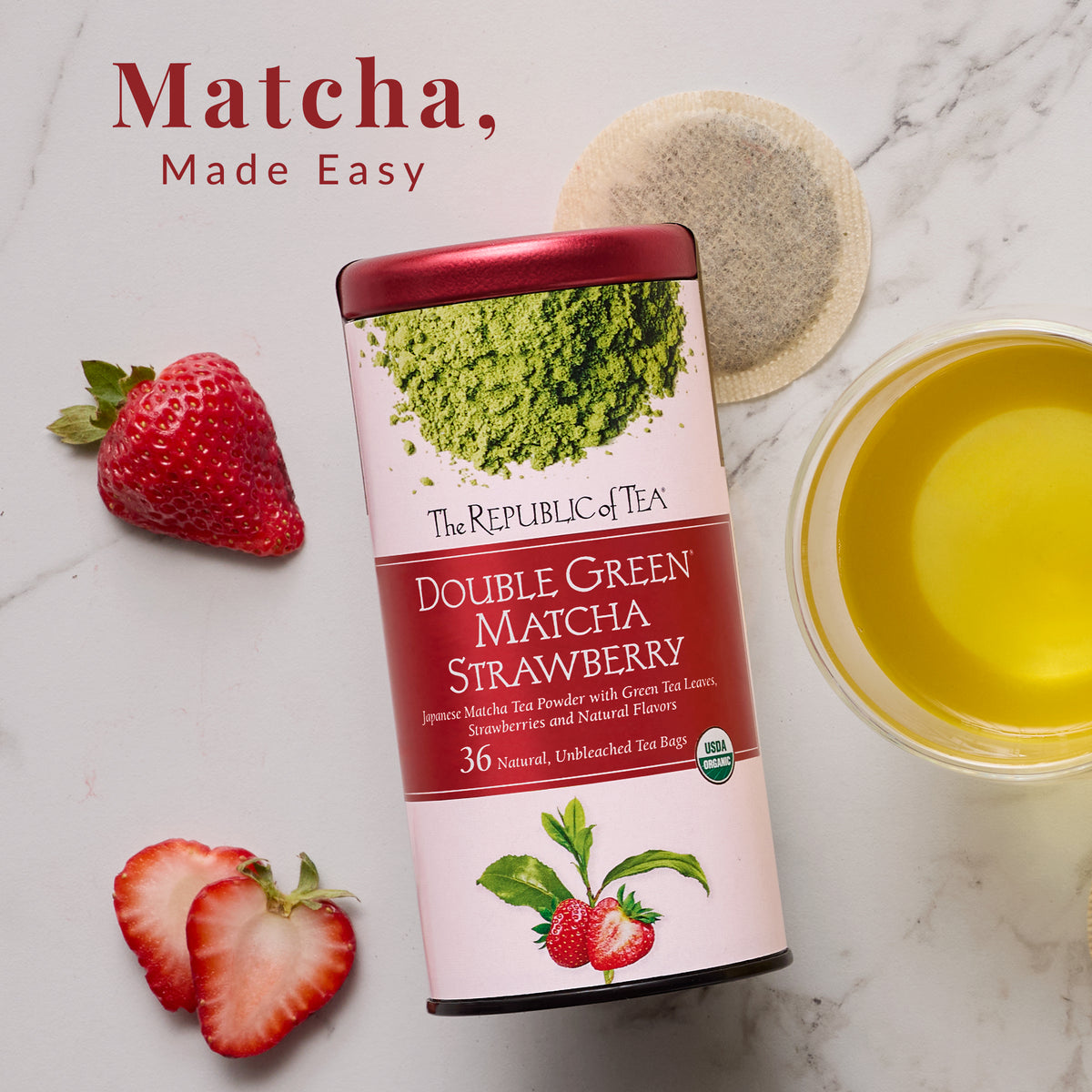 Organic Double Green® Matcha Strawberry Tea Bags