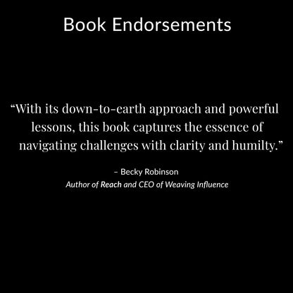 Book endorsement text on a black background with white text.