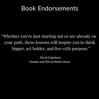 Book endorsement quote by David Cygielman on a black background