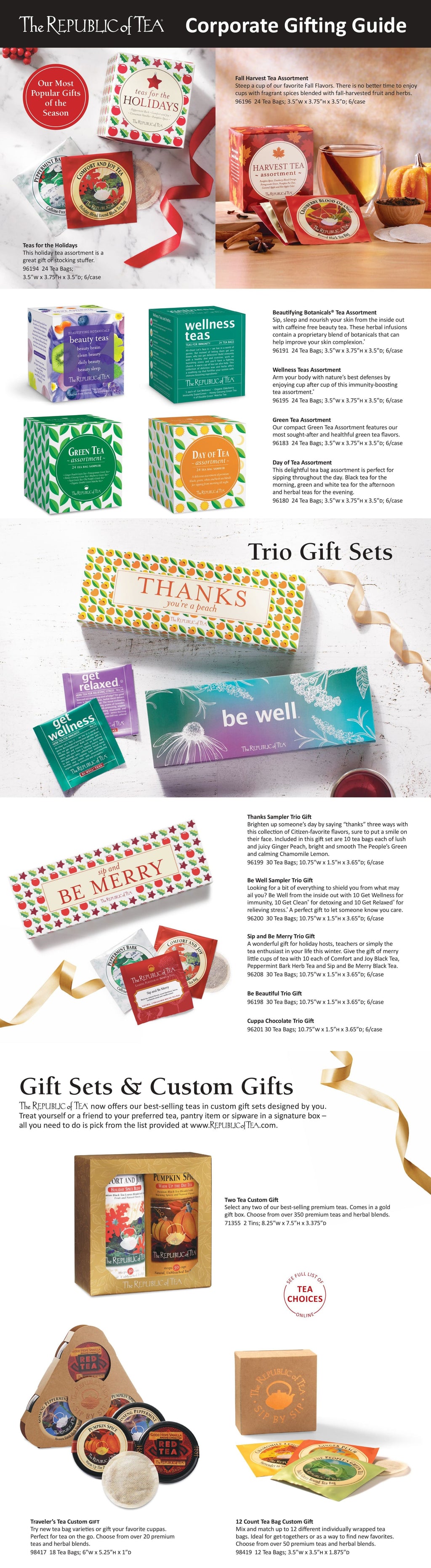 Corporate gifting guide with various gift sets and products.