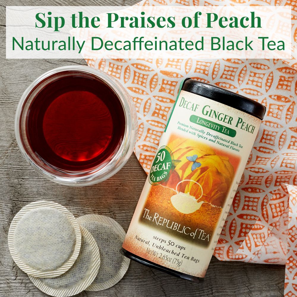 Decaf Ginger Peach Black Tea Bags – The Republic of Tea