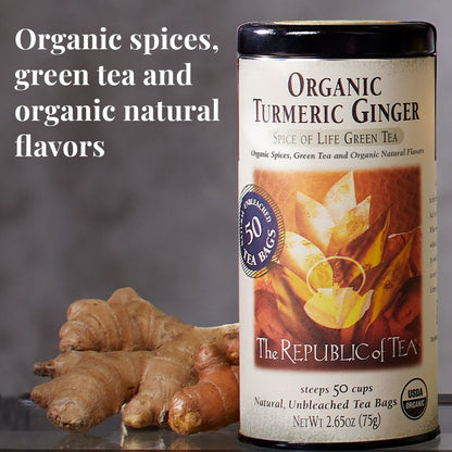 Organic Turmeric Ginger Green Tea Bags