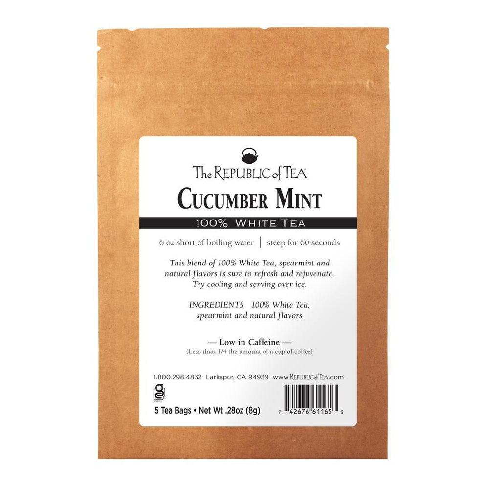 Cucumber Mint 100% White Tea Bags - 5 Tea Bag Sample – The Republic of Tea