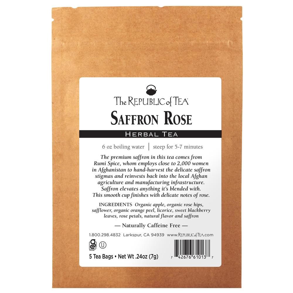 Saffron Rose Herbal Tea Bags - 5 Tea Bag Sample – The Republic of Tea