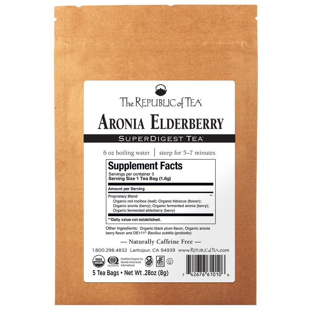 Organic Aronia Elderberry Rooibos SuperDigest Tea® - 5 Tea Bag Sample ...
