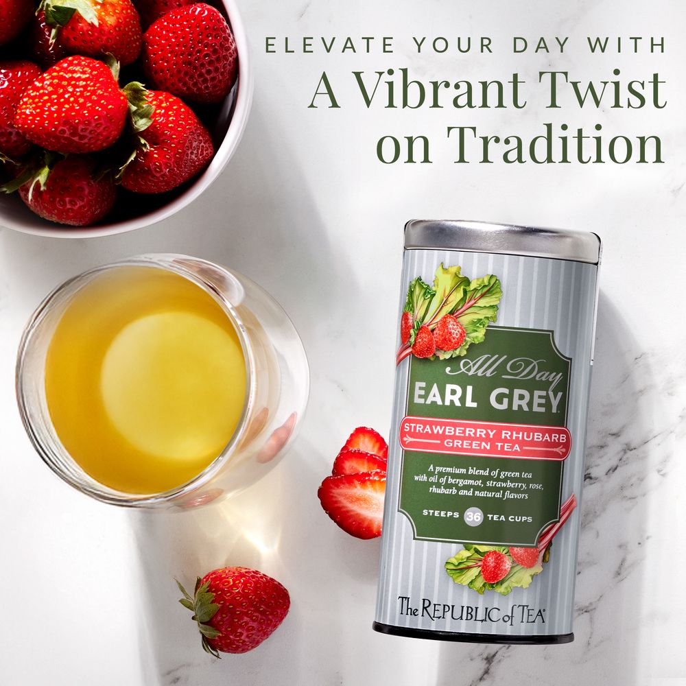 All Day Earl Grey® Strawberry Rhubarb Green Tea – The Republic of Tea