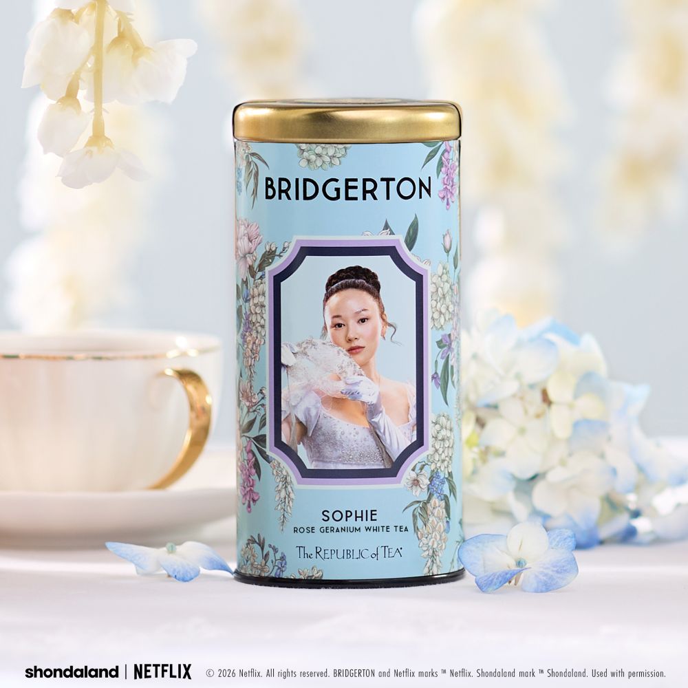 russell and windsor lily and white tea Bridgerton Sophie Rose Geranium White Tea (36 TB) - The Republic of Tea | Tin